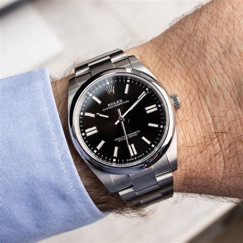 rolex date oyster perpetual black dial leather|Rolex Oyster Perpetual 41 black.